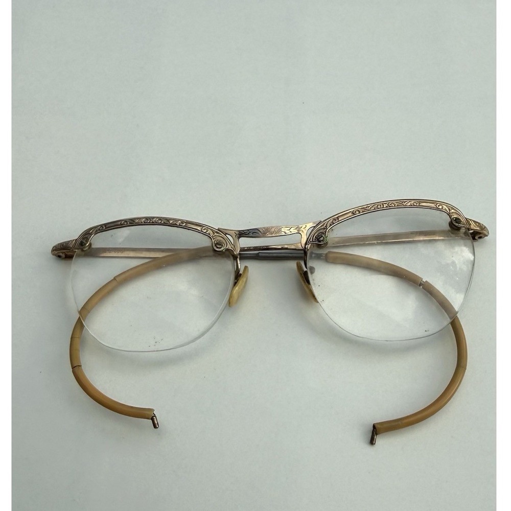 ANTIQUE VINTAGE 1920's EYEGLASSES COC 1/10 12 KGF Gold filled semi rimless USED‎